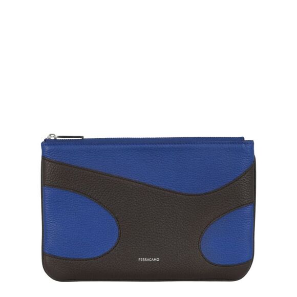 Ferragamo Cut-Out Pebbled Leather Phone Pouch Mens